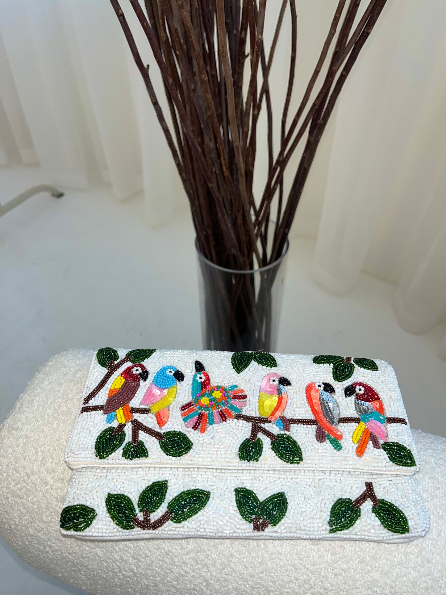 Tropical Beaded Bag with Strap