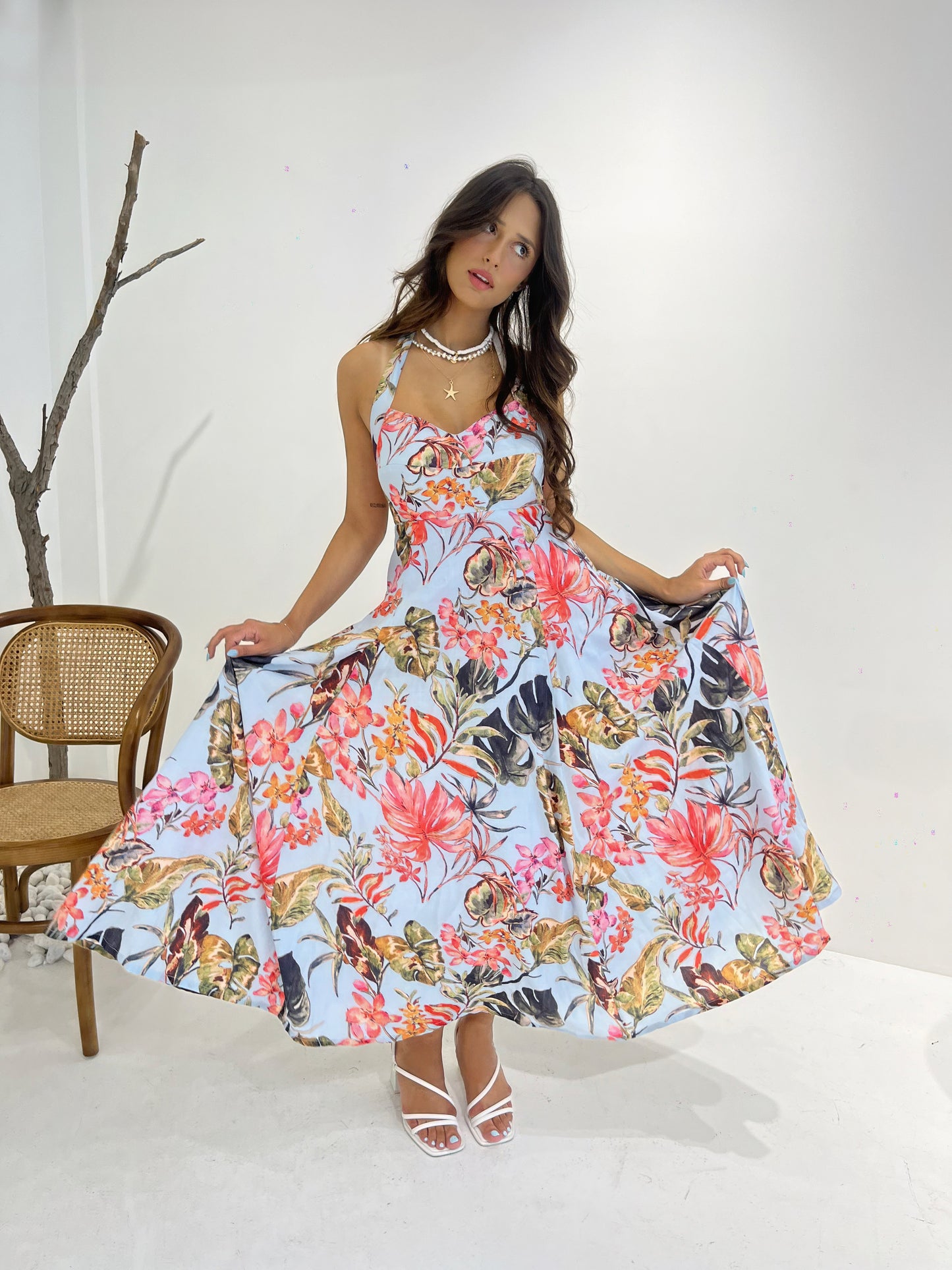 Thorns Flora Dress - blue