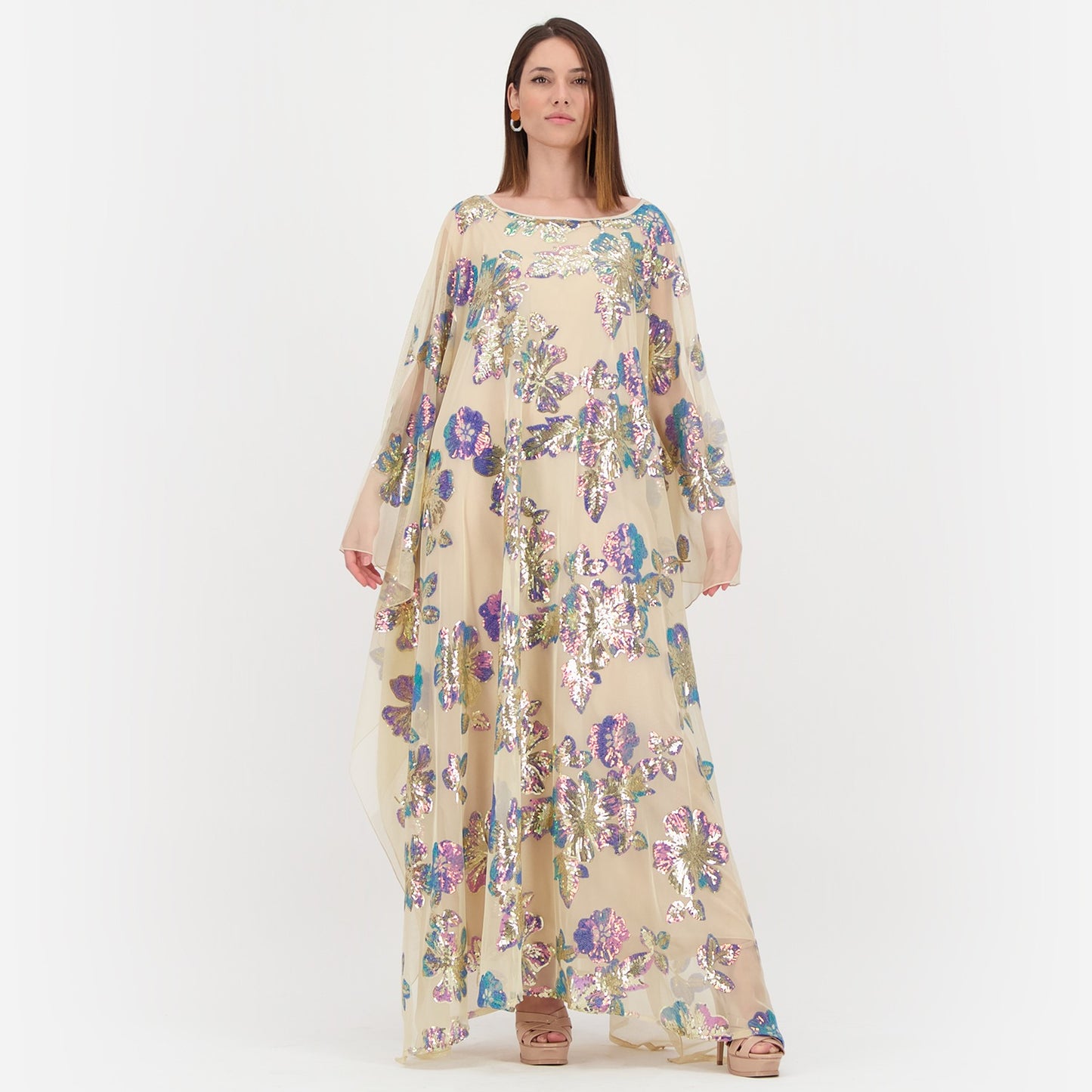 Embroidery Kaftan in Beige