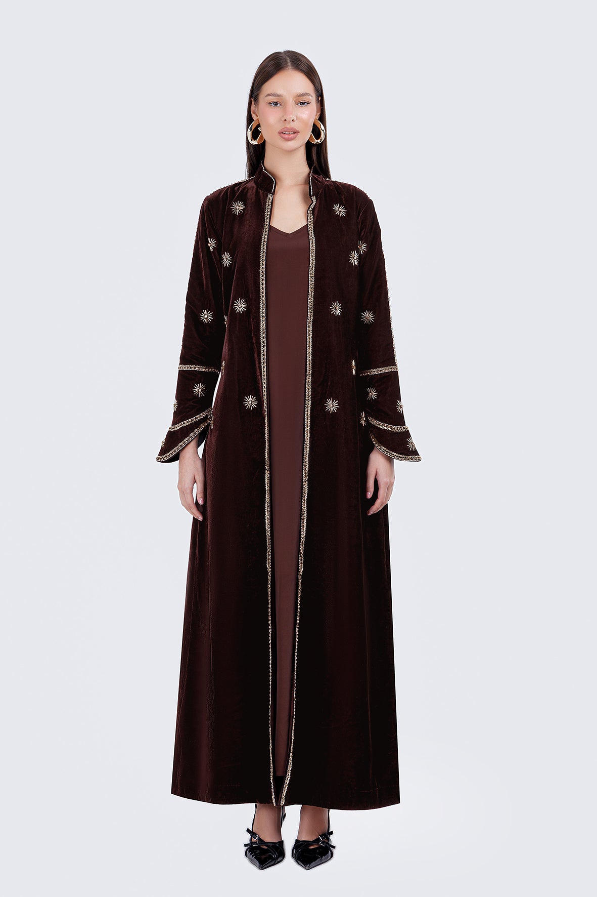 AURA LONG COAT-BROWN