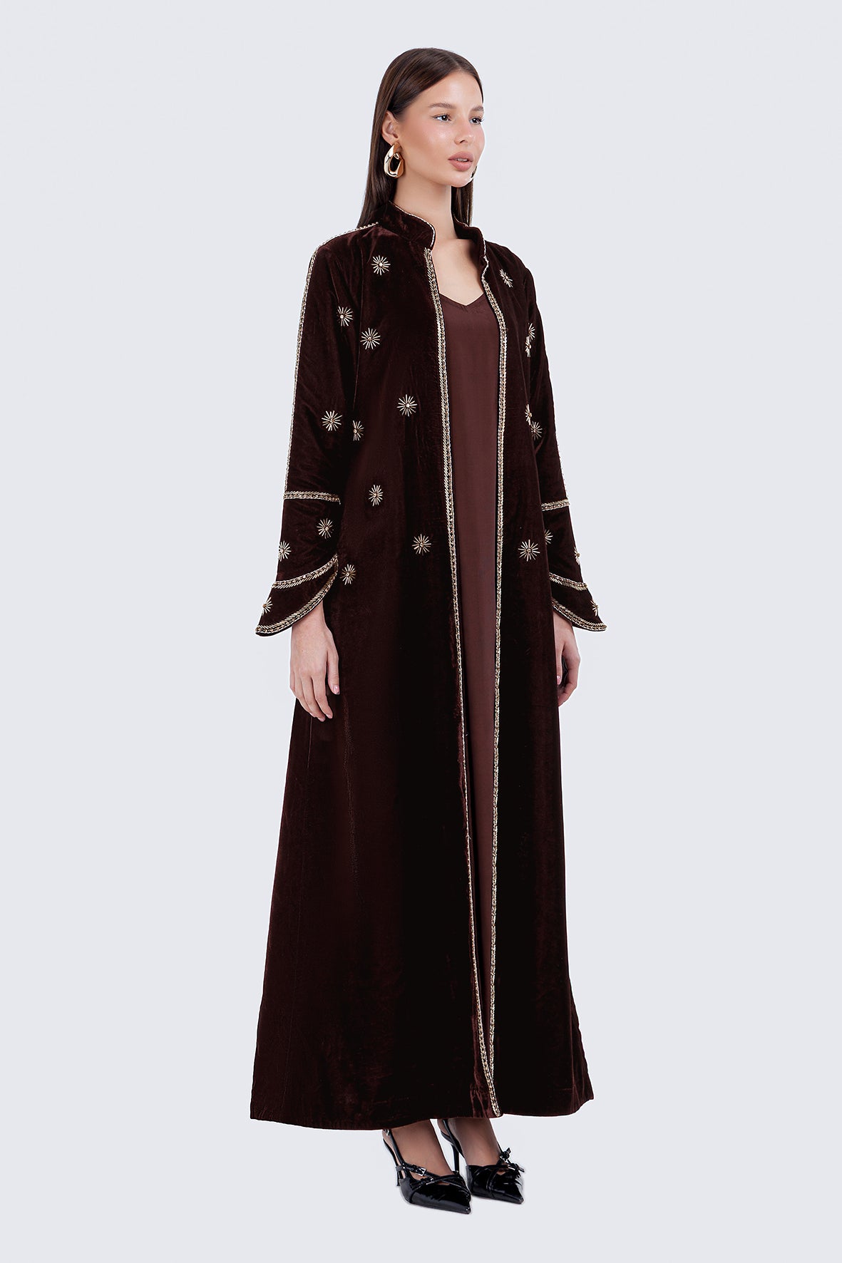 AURA LONG COAT-BROWN