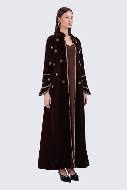 AURA LONG COAT-BROWN