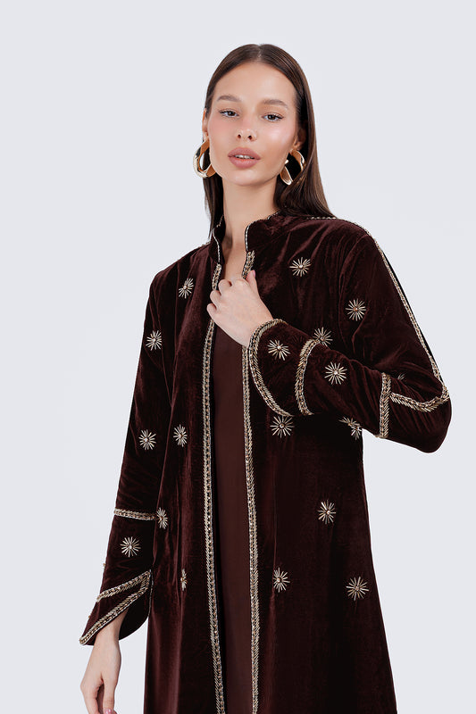 AURA LONG COAT-BROWN
