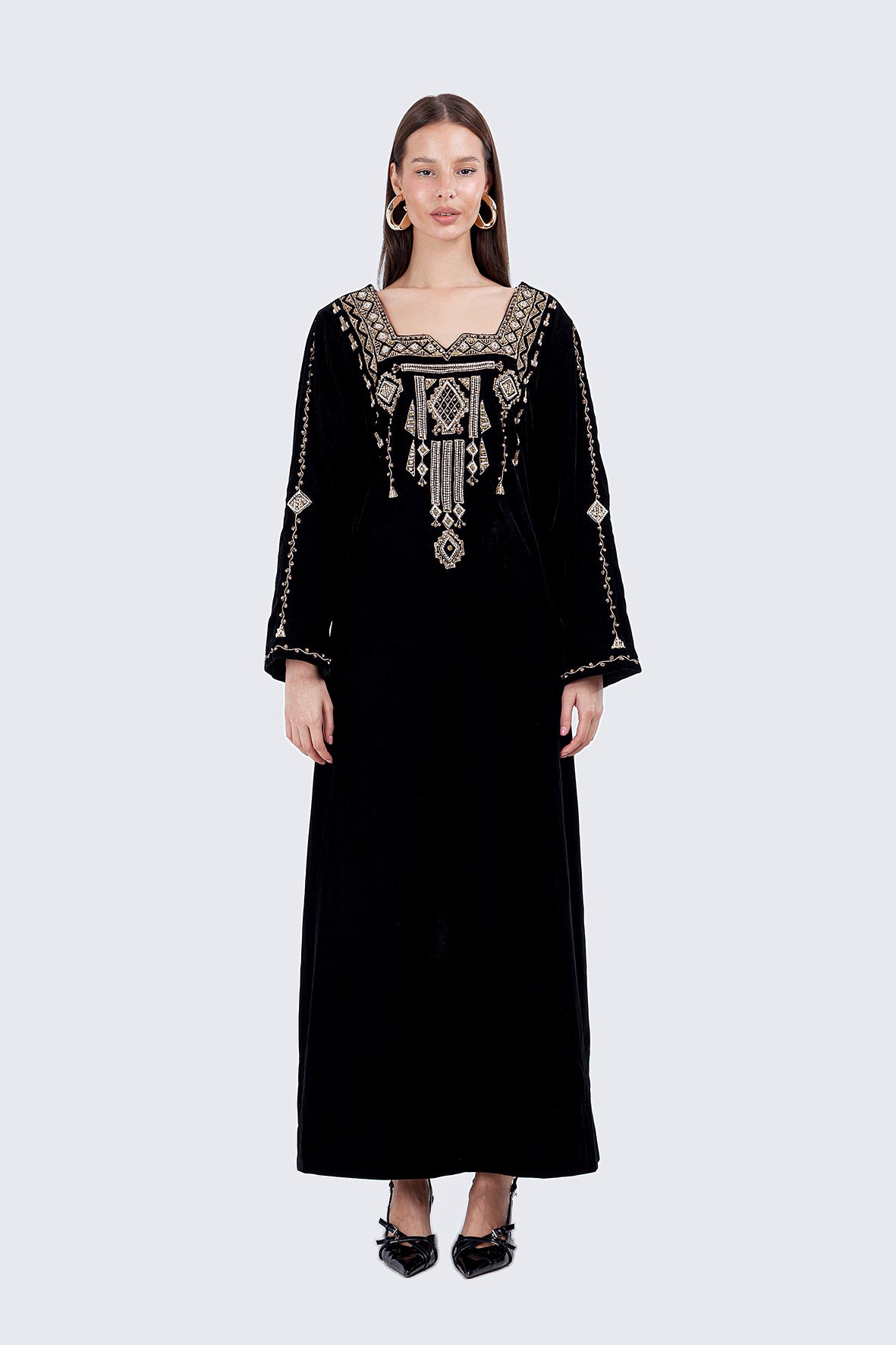PEARLS KAFTAN-BLACK
