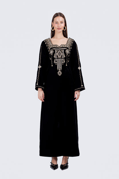 PEARLS KAFTAN-BLACK