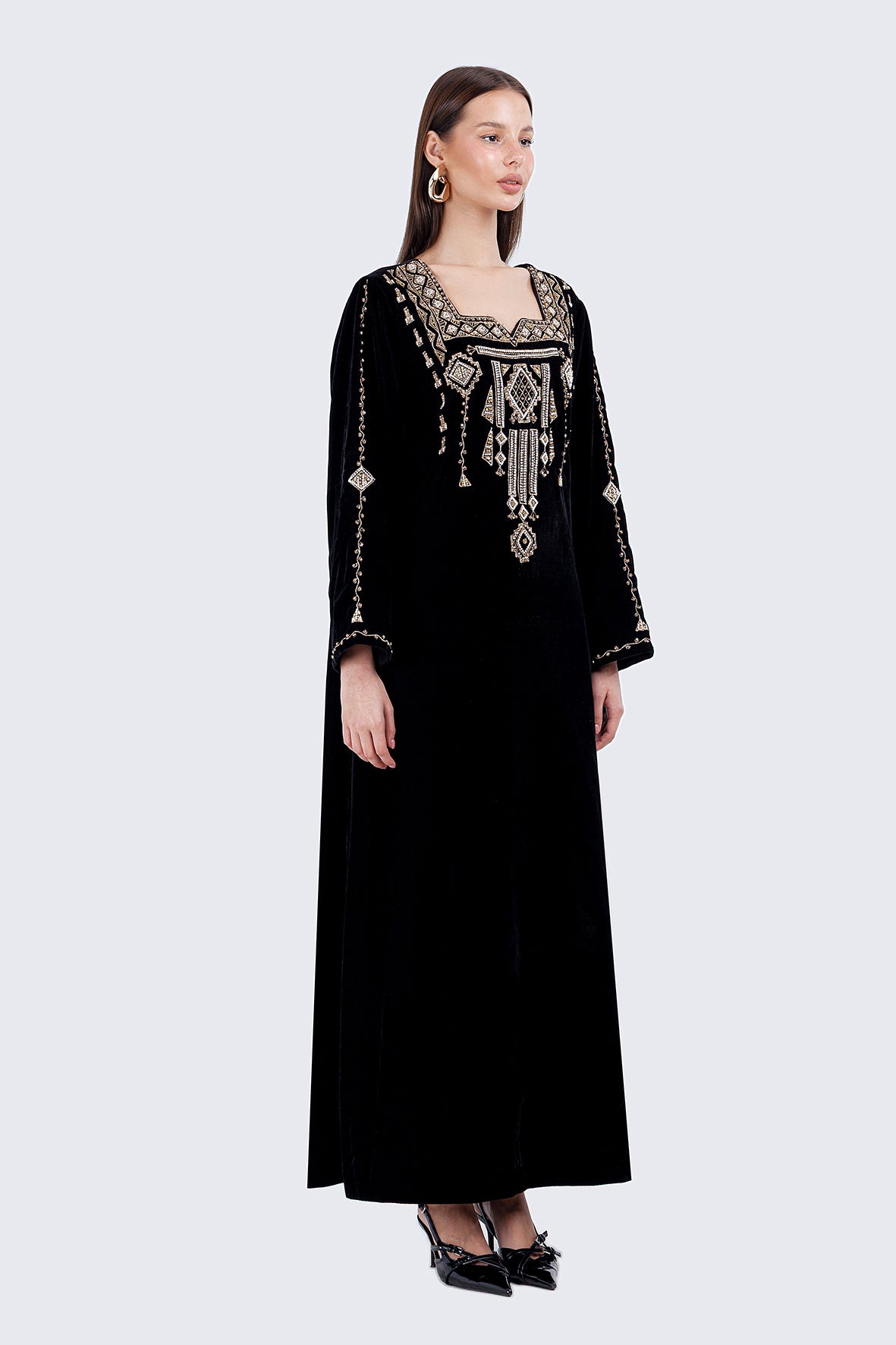 PEARLS KAFTAN-BLACK