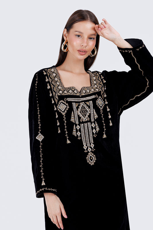 PEARLS KAFTAN-BLACK