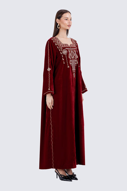 PEARLS KAFTAN-MAROON