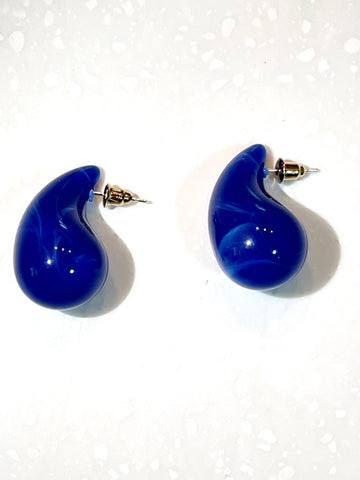 Marble Drop Earrings - Blue