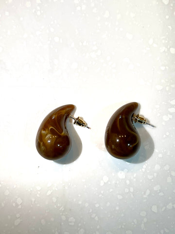 Marble Drop Earrings - Brown