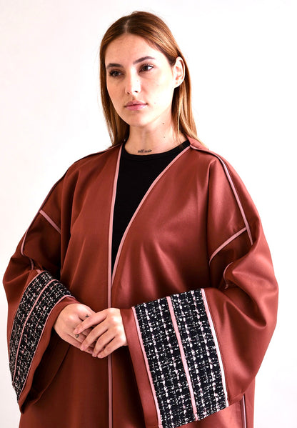 Maroon Bisht with leather Line