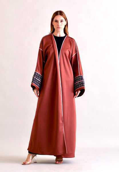 Maroon Bisht with leather Line