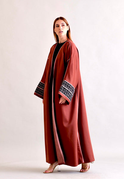 Maroon Bisht with leather Line