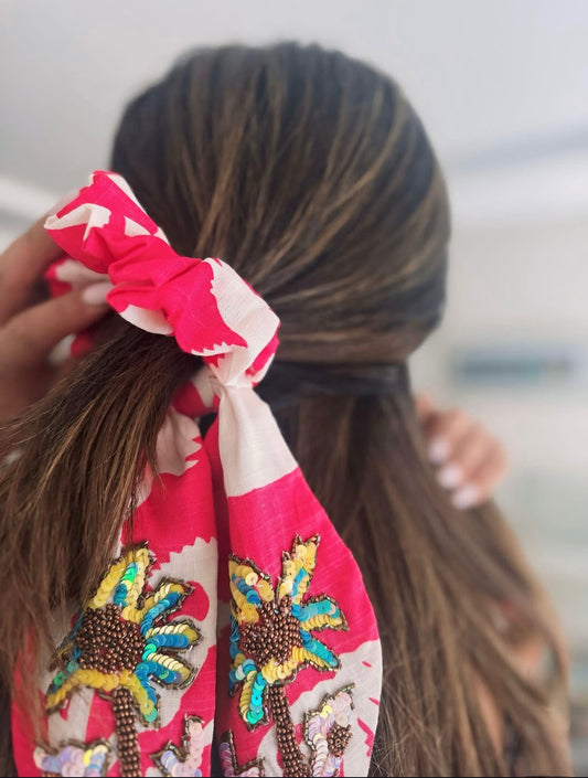 Red palms -Hair- scrunchies