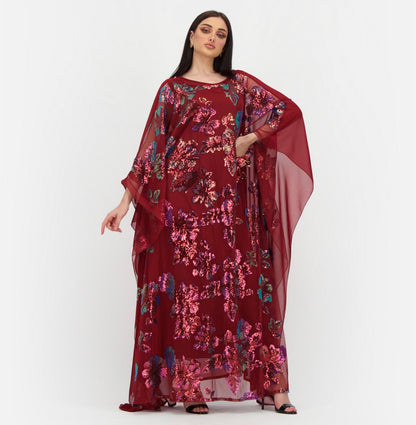 Maroon Embroidery Gown/ Kaftan