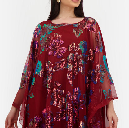 Maroon Embroidery Gown/ Kaftan
