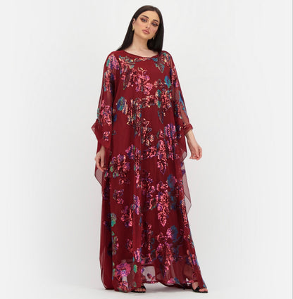 Maroon Embroidery Gown/ Kaftan