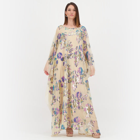 Embroidery Kaftan in Beige